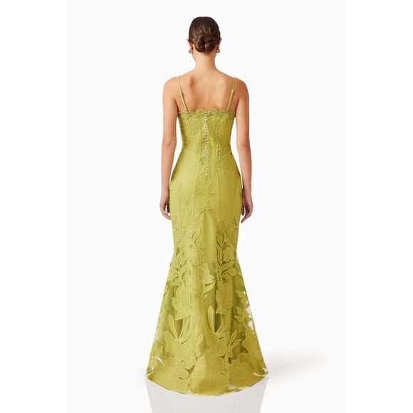 ELLIATT Florian Lace Gown in Green Wedding Guest Gala Event Dress size S NWT - Picture 3 of 6